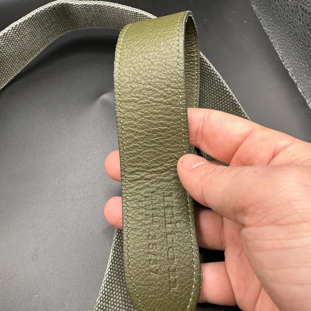 Kiton D-Ring Canvas and Leather Belt Fatigue US35